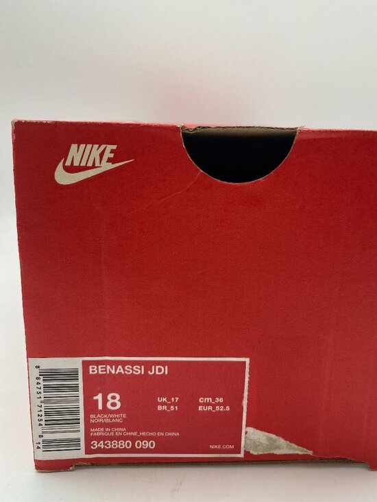 NIKE BENASSI JDI SLIDE BLACK/WHITE #343880 090 US MEN SIZE 16 AND 18 main image 5